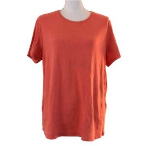 Blair Women's Coral Peach Short Sleeve t-shirt crew neck tee - stained !